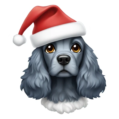 Blue roan cocker spaniel dog with Santa hat sticker