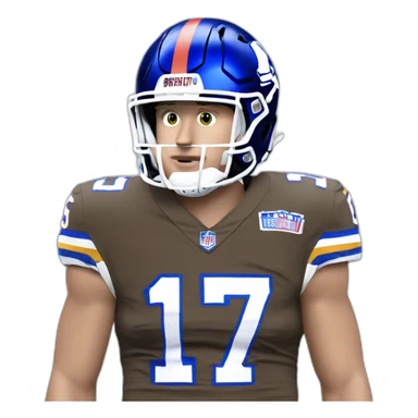 josh allen, a white man, wearing number 17 sticker