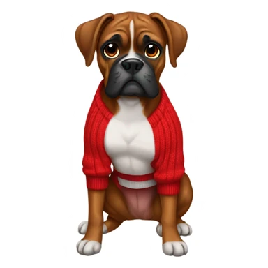 Boxer dog wearing red jumper  sticker