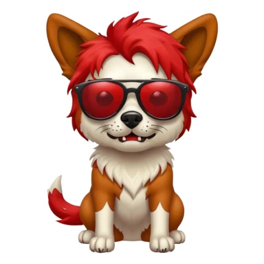 Zombie dog with red hair and sun glasses sticker