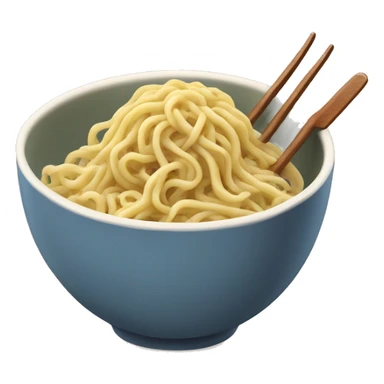 noodles in a bowl with sou and a son and fork sticker