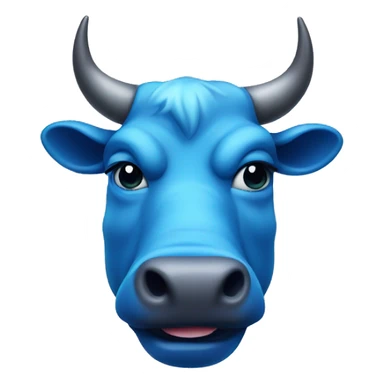 Blue bull head with the tongue is sticking out and teasing sticker