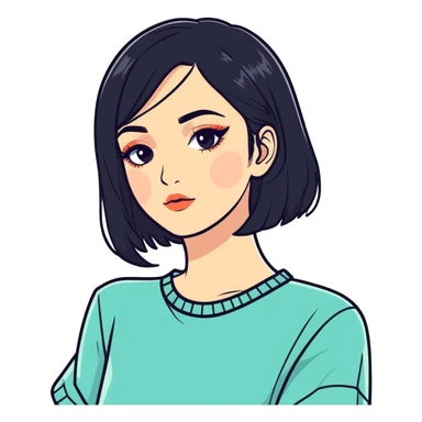 Fancy makeup black hair sticker