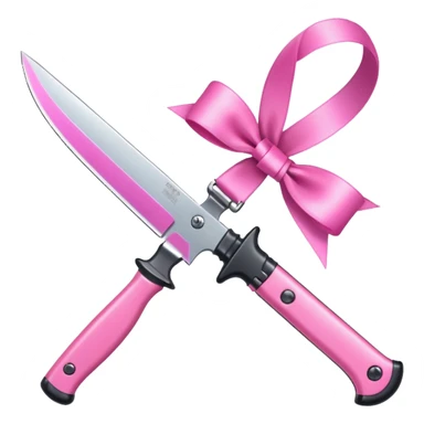 Make a knife with pink colour and pink ribbons  sticker