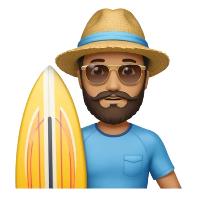 bearded man holding surfboard sticker