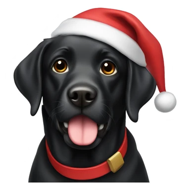 Black Labrador with a Santa hat sticker