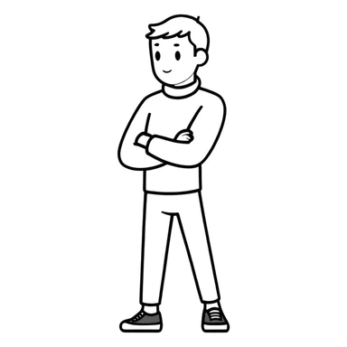 Person crossing arms over neck sticker