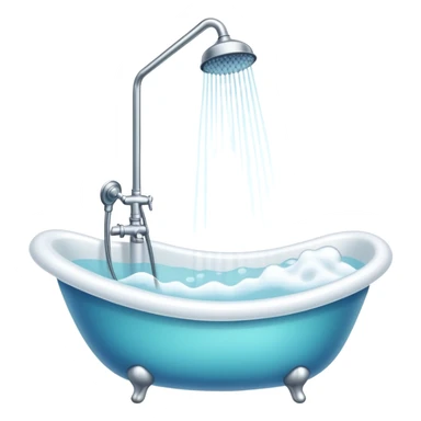 A bubble bath with shower above the tub sticker