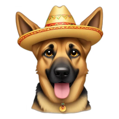 german shepard dog wearing a sombrero sticker