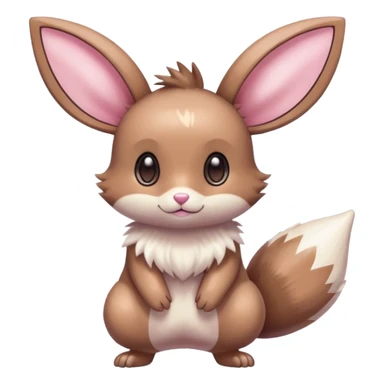 Kawaii Shiny Colorful Pastel Minccino-Furret-Eevee-fusion Full Body sticker