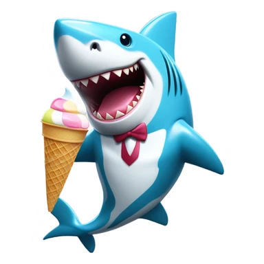 shark with suit eating ice cream  sticker