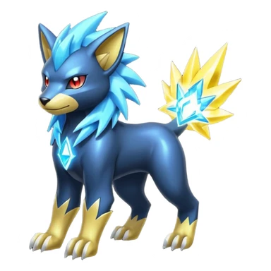 Electric elemental shiny futuristic Luxray-Manectric-Pokémon-Fakémon-hybrid-creature sticker