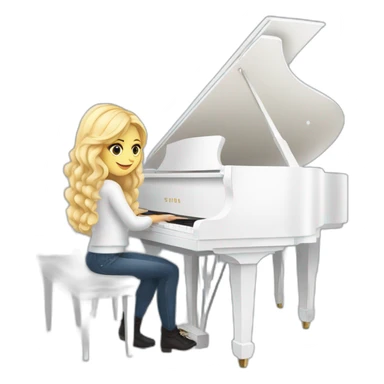 Blonde Piano girl is playing on the white piano the song about winter sticker