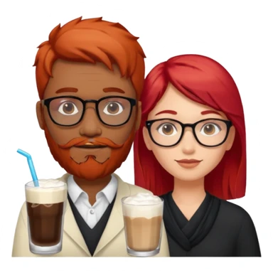 A Indian light black guy with beard and glasses. And a white russian girl with red hair  sticker