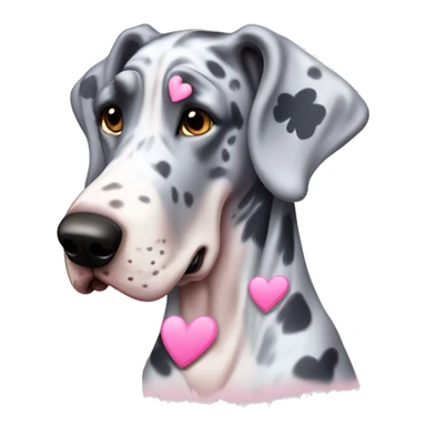 Blue Merle Great Dane with pink hearts  sticker