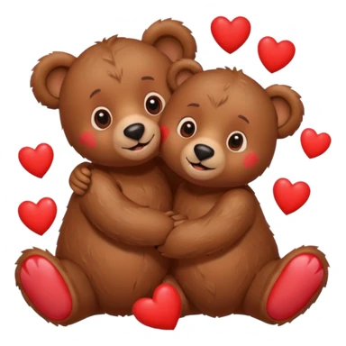 girl bear and boy bear hugging, surrounded by hearts, playful and loving sticker