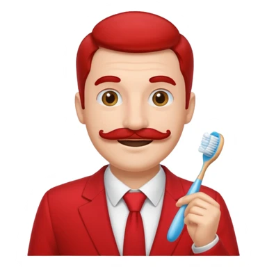 hitler with toothbrush mustache and red suit sticker
