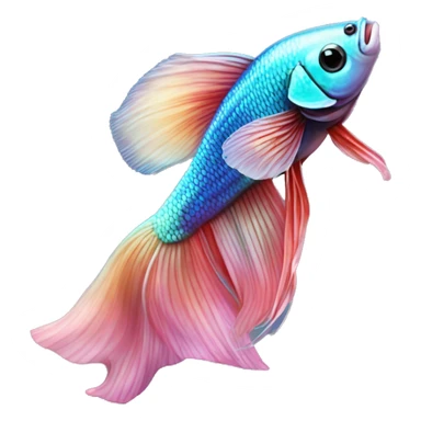 Pretty iridescent long fin betta fish realistic sticker