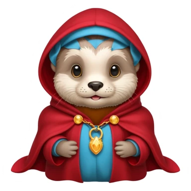 baby grey otter, in magic red cloak sticker