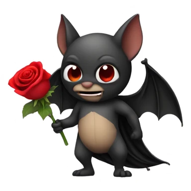 a bat holding a red rose sticker