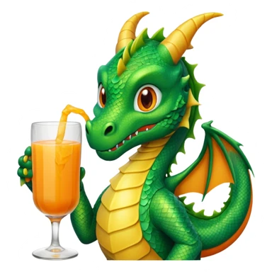 Dragon sipping a juice drink sticker