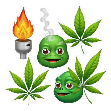 fait moi un pack demojis De fumeur pas avec les emojis de base mais des inventé type tete de beuh feuille de pepe grenouille sous weed lsd etc.. sticker