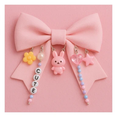 kpop bow with tiny charms and beads, cute and trendy sticker