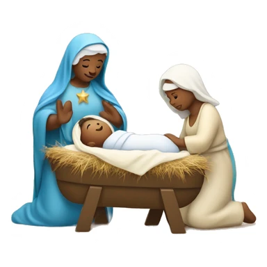 Nativity scene, baby on a manger, Mary and Joseph sticker
