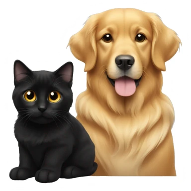 a golden retriever and a black cat sticker