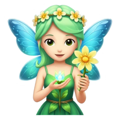 fairy character offering glowing flower sticker
