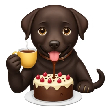Cup of Tea cake black Labrador  sticker