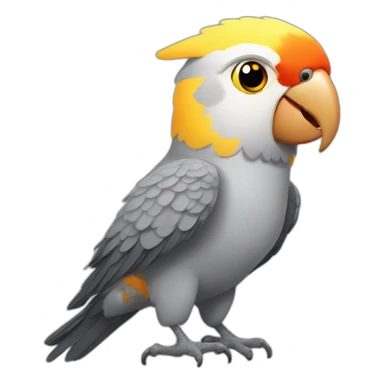Cockatiel parrot with yellow head, orange circle cheeks and grey body sticker