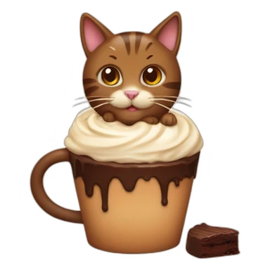 Brown cat as cream brownie dessert in a cup sticker