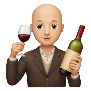 homme chauve avec une bouteille de vin sticker
