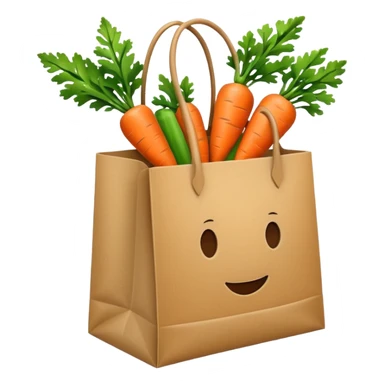 paper shopping bag with carrot. Transparent background sticker