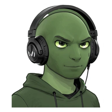 a blonde guy in a black top with black gaming headphones  sticker