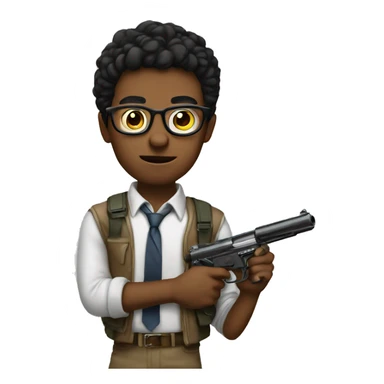 Nerdy boy with a gun sticker