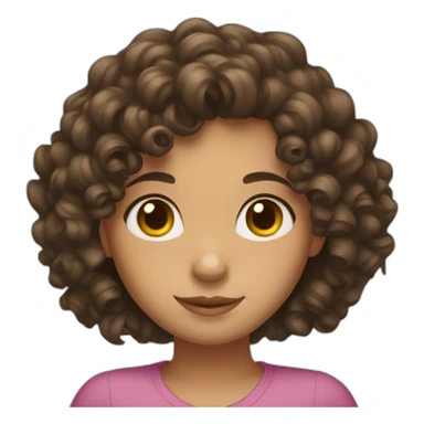 curly brunette girl with a puzzle sticker