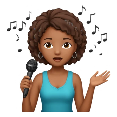 African American girl singing with microphone in her hand Abe music notes everywhere floating around sticker