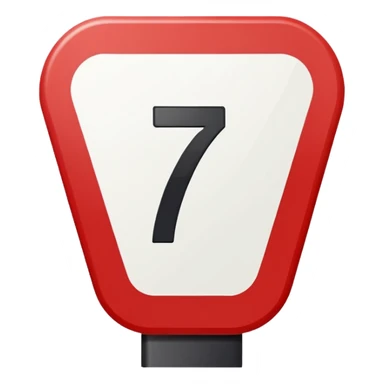 Représente moi une borne kilométrique rouge et blanche avec le chiffre 7. le bas est un rectangle blanc et le haut est en demi cercle rouge ayant la même largeur que le rectangle blanc. sticker