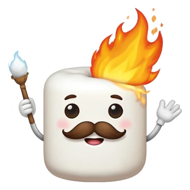 marshmallow on fire with mustache, just marshmallow sticker