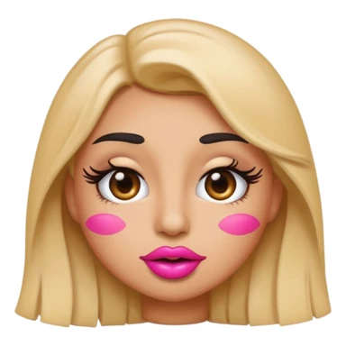 Standard emoji with pink pout lips and thick eyelashes sticker