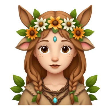 Adult Cute Druid human like fawn with flowers sticker
