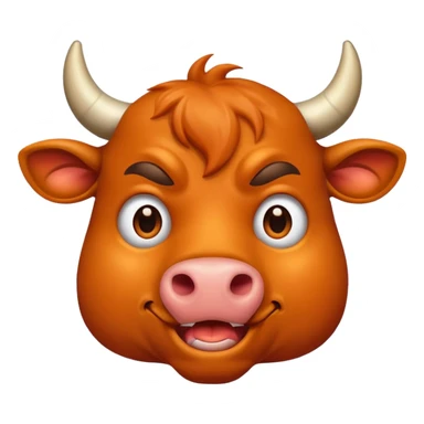 create me a color deep orange bull face that is happy, shock, celebrate, sad, mad, victory, chill sticker