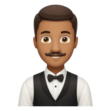 mustached black waiter man sticker