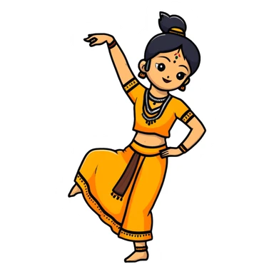 dancer in traditional Indian attire, mid-dance pose, vibrant colors sticker