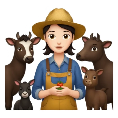 GRANJERO PIEL CLARA Y PELO OSCURO CON ANIMALES A SU ALREDEDOR sticker