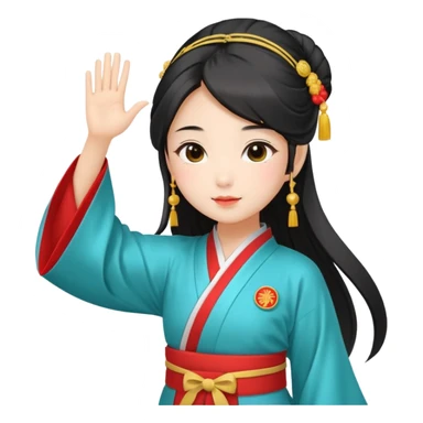 cute and sexy chinese girl in hanfu, saluting with respect sticker