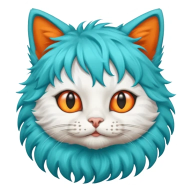 cat with turcoise hair sticker