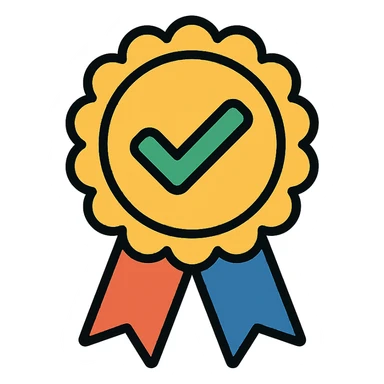 vector icon of a recommended award badge with gold and colorful elements, elegant and minimalist flat design, isolated on white background, 2D flat vector, trending icon look, soft shadows, no text, perfect for commercial use sticker